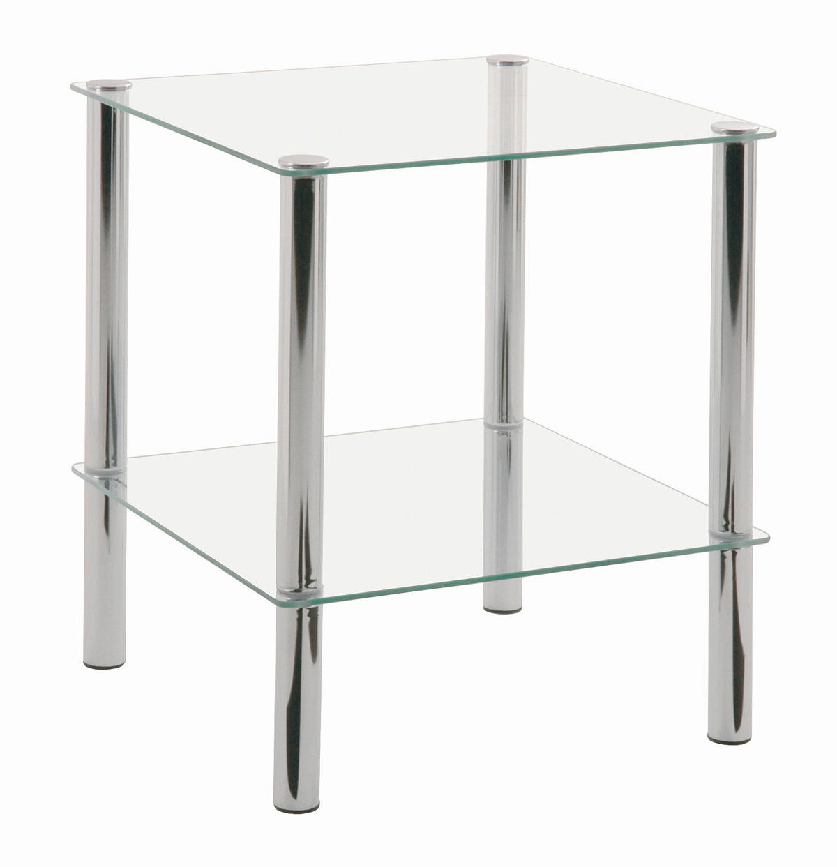 BEISTELLTISCH 39/39/47 cm Chromfarben quadratisch  - Chromfarben, Design, Glas/Metall (39/39/47cm)