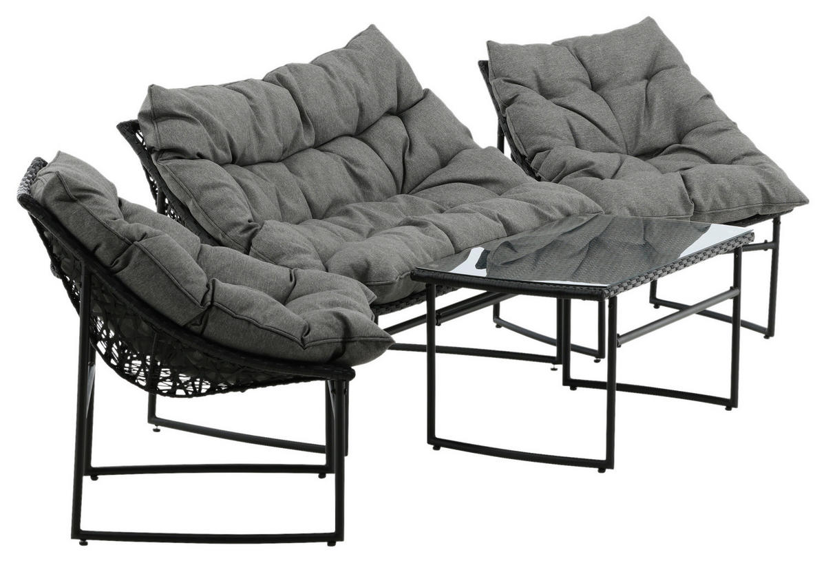 LOUNGEGRUPP  - grå/svart, Klassisk, metall/textil - Gardenson