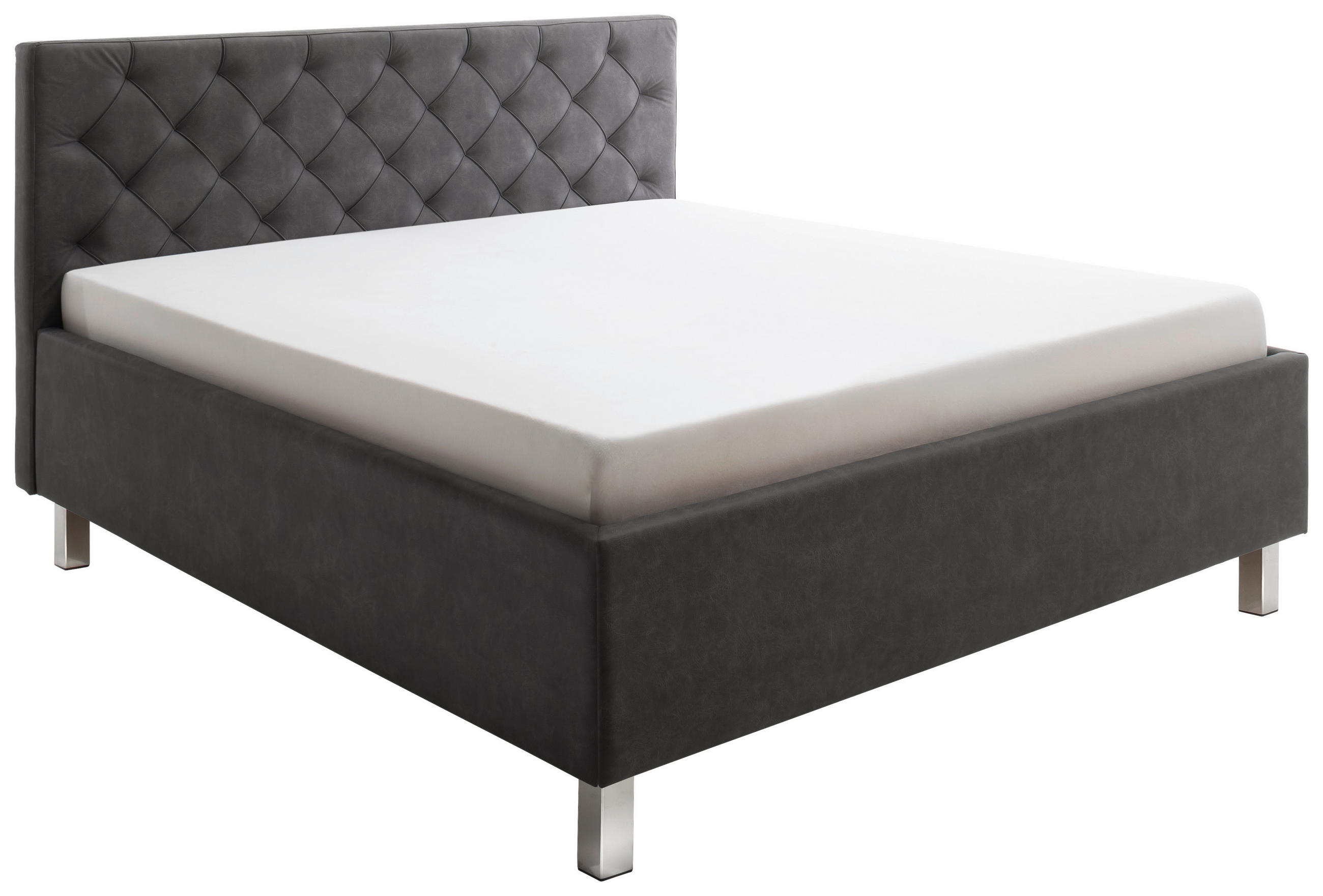 POLSTERBETT 180/200 cm,  in Anthrazit, Matratze, gepolstertes Kopfteil, Lattenrost, Bettkasten, H2 + H3 = mittel + fest  - Anthrazit, Design, Holzwerkstoff/Textil (180/200cm) - Xora