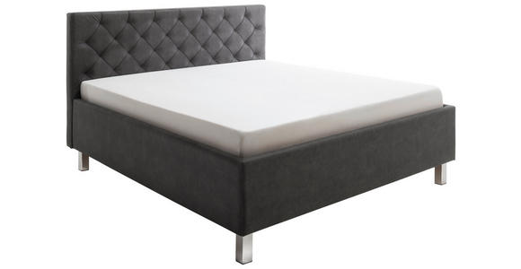 POLSTERBETT 160/200 cm,  in Anthrazit, Matratze, gepolstertes Kopfteil, Lattenrost, Bettkasten, H2 + H3 = mittel + fest  - Anthrazit, Design, Holzwerkstoff/Textil (160/200cm) - Xora
