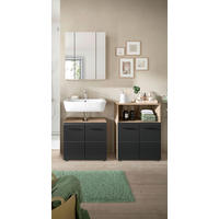 BADEZIMMER 3-teilig  in 120 cm  - Eiche dunkel/Schwarz, Basics, Holzwerkstoff/Kunststoff (120cm) - MID.YOU