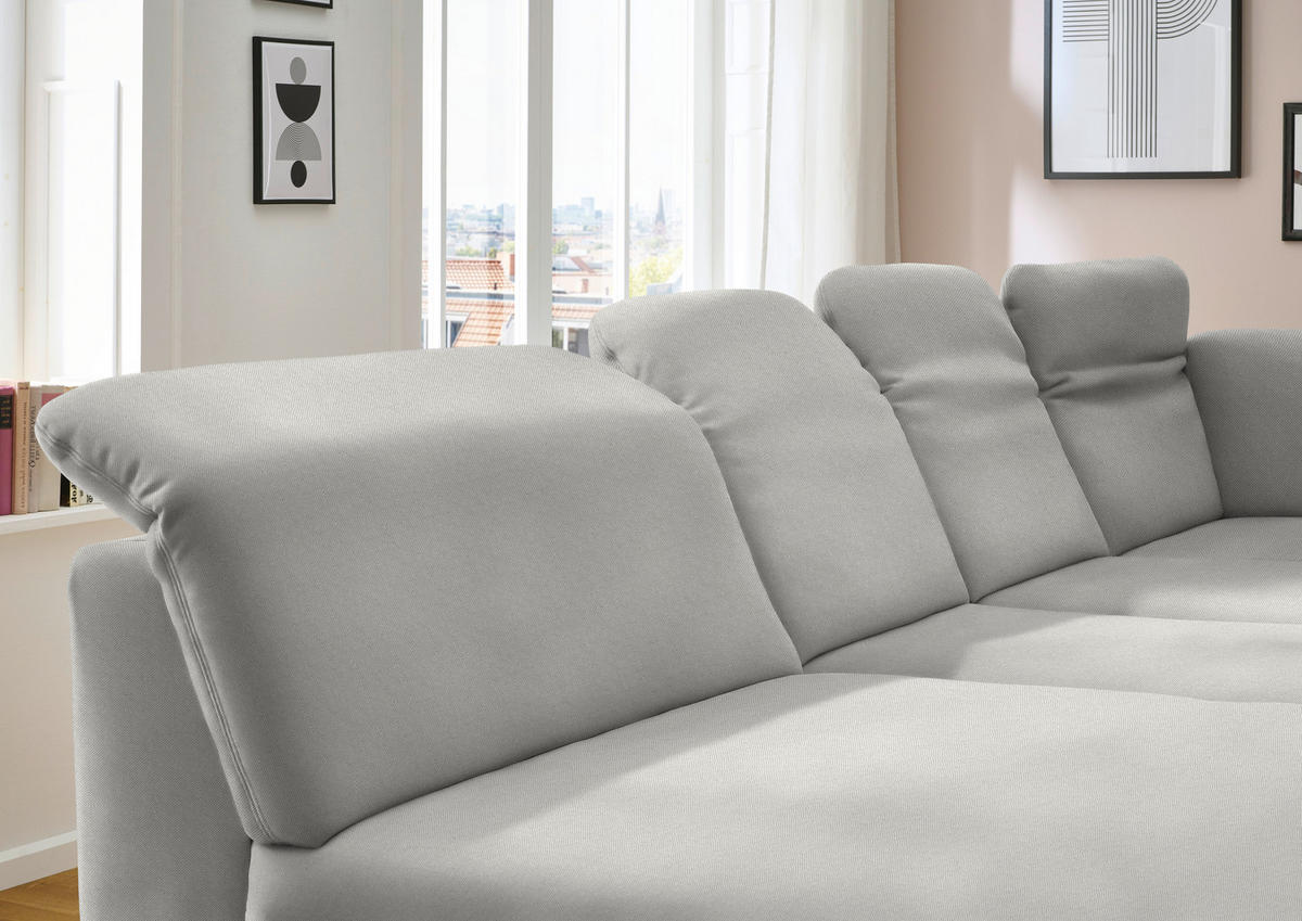 WOHNLANDSCHAFT Chenille Cappuccino  - Schwarz/Cappuccino, Design, Textil/Metall (198/369/255cm) - Beldomo Style