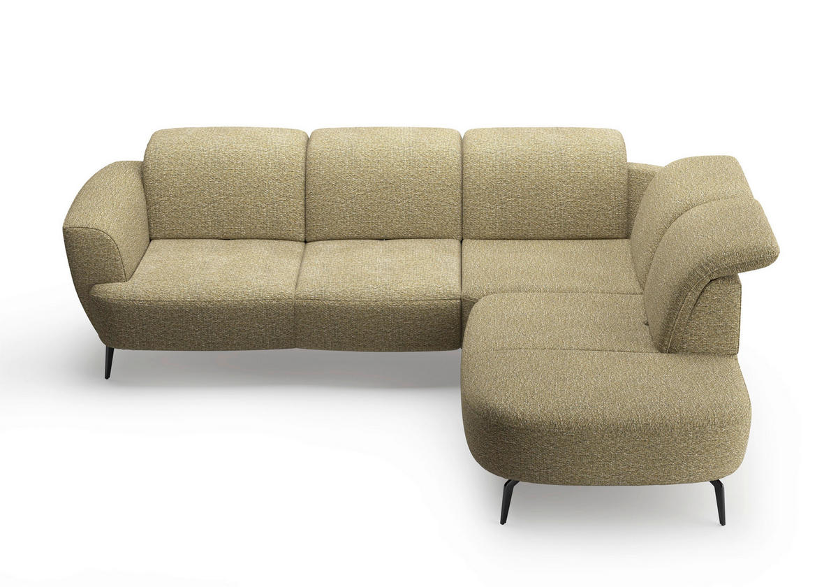 ECKSOFA Chenille Olivgrün  - Schwarz/Olivgrün, Konventionell, Textil/Metall (300/267cm) - Sit & More