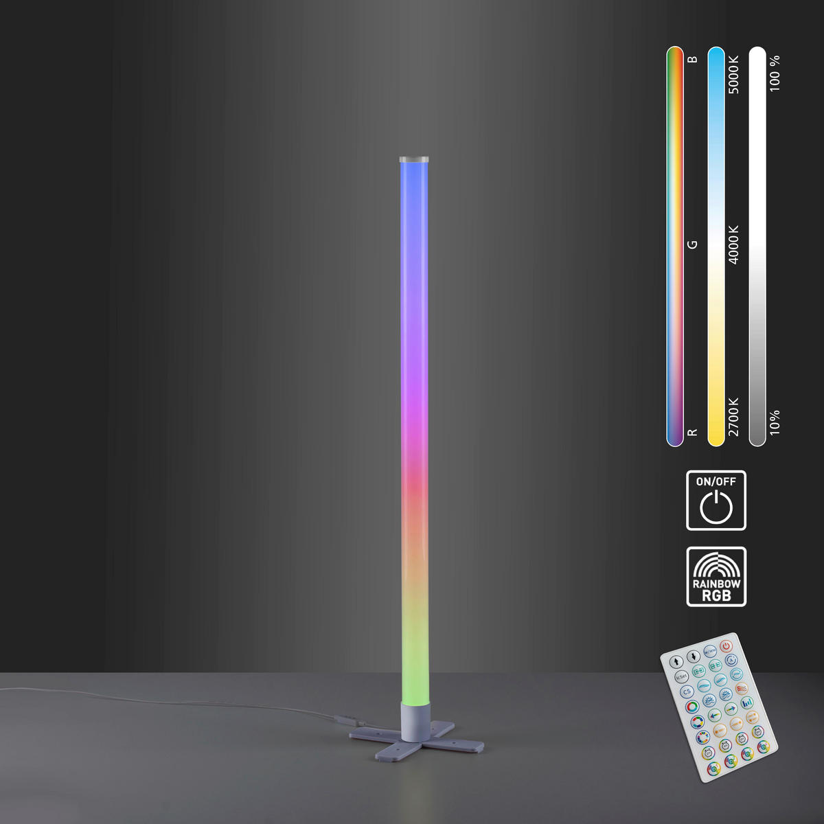 PODNA LED LAMPA - srebrna, Dizajnerski, plastika (24,5/24,5/103cm)