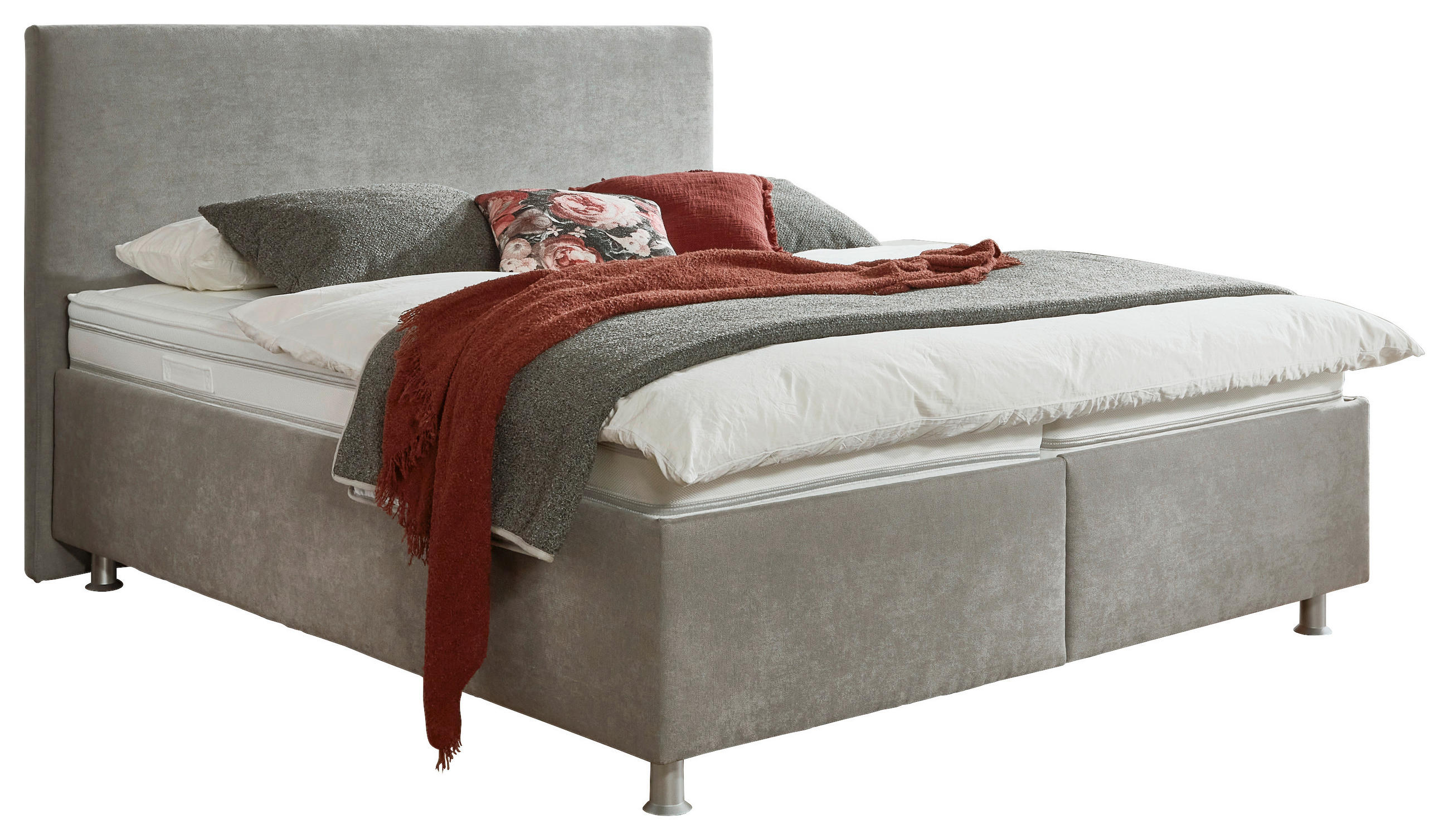 POLSTERBETT Matratze, gepolstertes Kopfteil, Lattenrost, Bettkasten 160/200 cm  in Beige  - Beige/Alufarben, Design, Holz/Holzwerkstoff (160/200cm) - Beldomo - Sleep