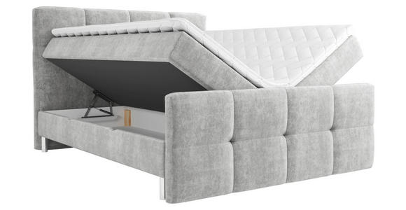 BOXBETT 180/200 cm in Hellgrau - Chromfarben/Hellgrau, Design, Holz/Holzwerkstoff (180/200cm) - Esposa
