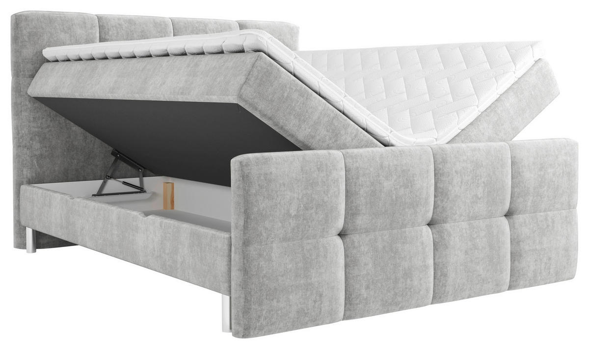 BOXBETT 160/200 cm  in Hellgrau  - Chromfarben/Hellgrau, Modern, Holz/Holzwerkstoff (160/200cm) - Esposa