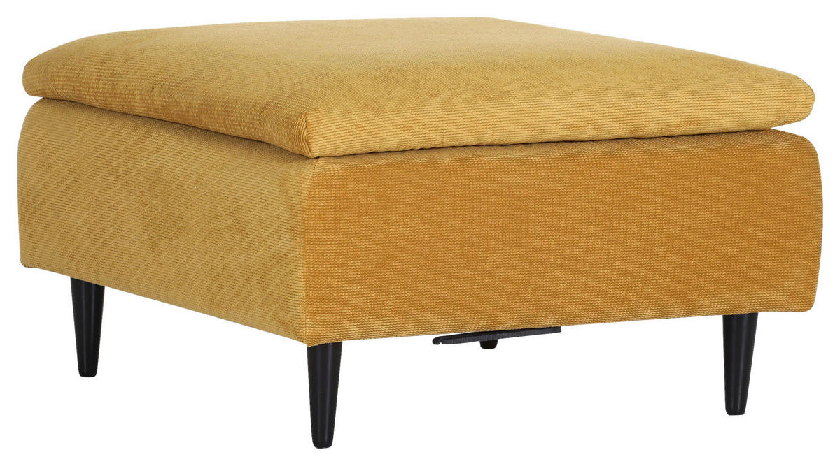 HOCKER in Textil Senfgelb  - Senfgelb/Schwarz, Konventionell, Holz/Textil (75/45/75cm) - MID.YOU
