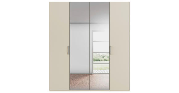 DREHTÜRENSCHRANK 201/223/61 cm,  in Champagner, 4-türig  - Chromfarben/Edelstahlfarben, Basics, Glas/Holzwerkstoff (201/223/61cm) - Novel