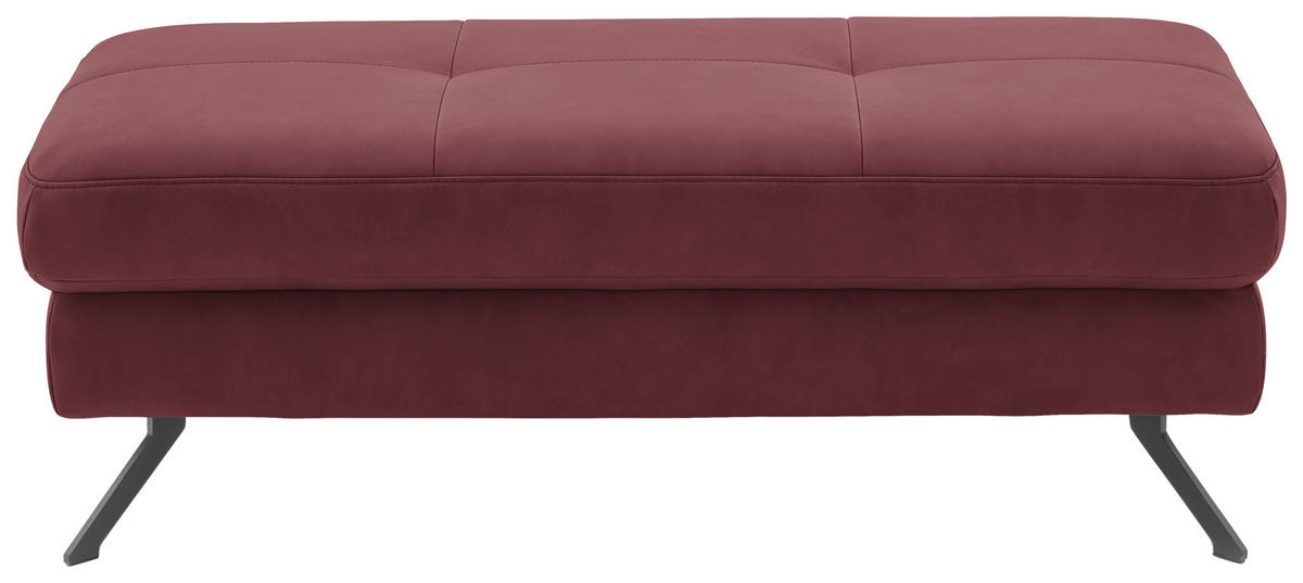 HOCKER in Textil Bordeaux  - Bordeaux/Schwarz, Design, Textil/Metall (130/47/65cm) - Beldomo System