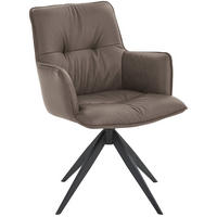 ARMLEHNSTUHL  in Eisen Echtleder pigmentiert  - Schlammfarben/Schwarz, Design, Leder/Metall (59/89/63cm) - Dieter Knoll