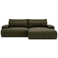 ECKSOFA  in Struktur Grün  272/156 cm  - Schwarz/Grün, Design, Kunststoff/Textil (272/156cm) - Livetastic