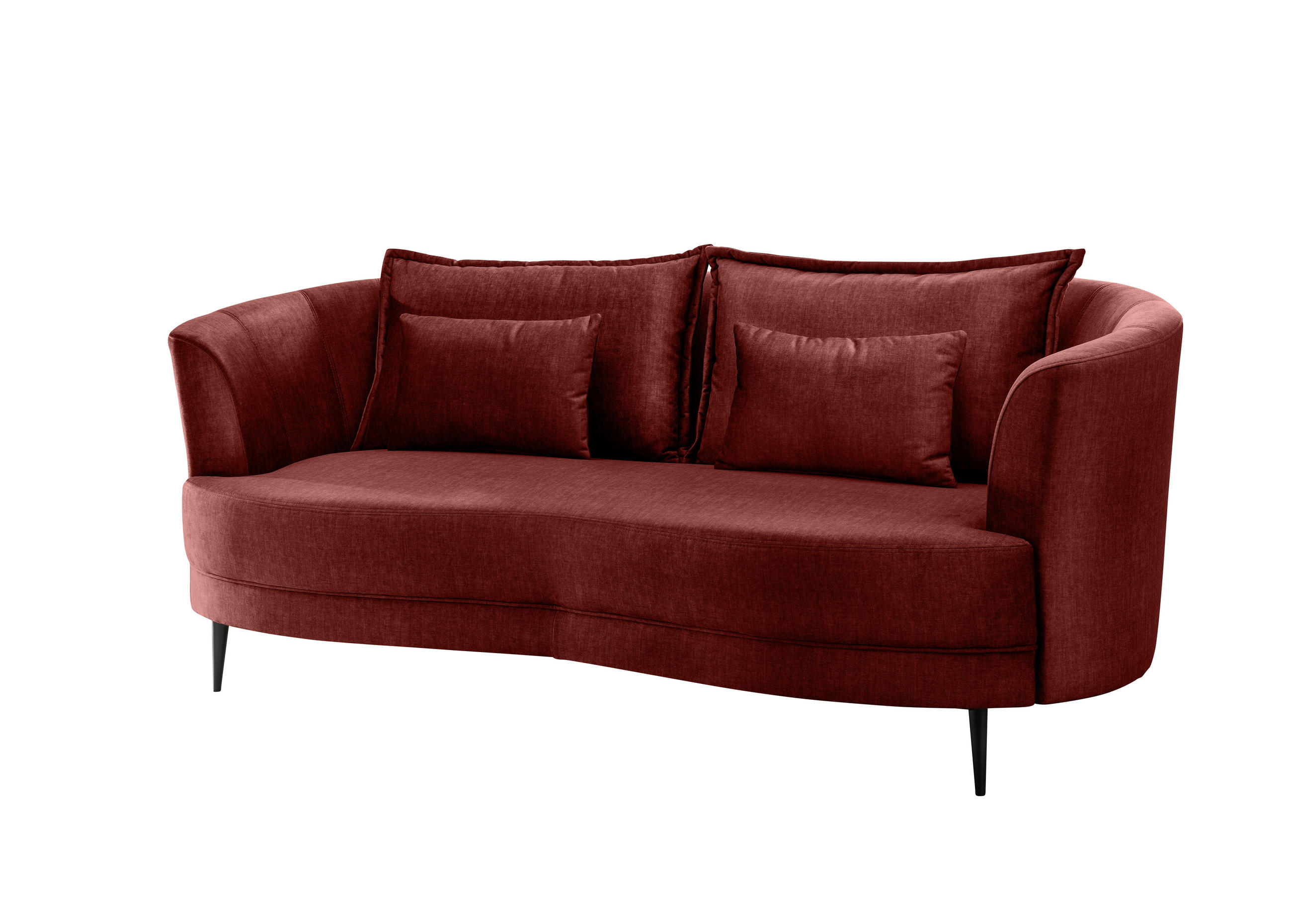 3-SITZER-SOFA in Velours Koralle  - Koralle/Schwarz, MODERN, Textil/Metall (209/85/101cm) - Livetastic