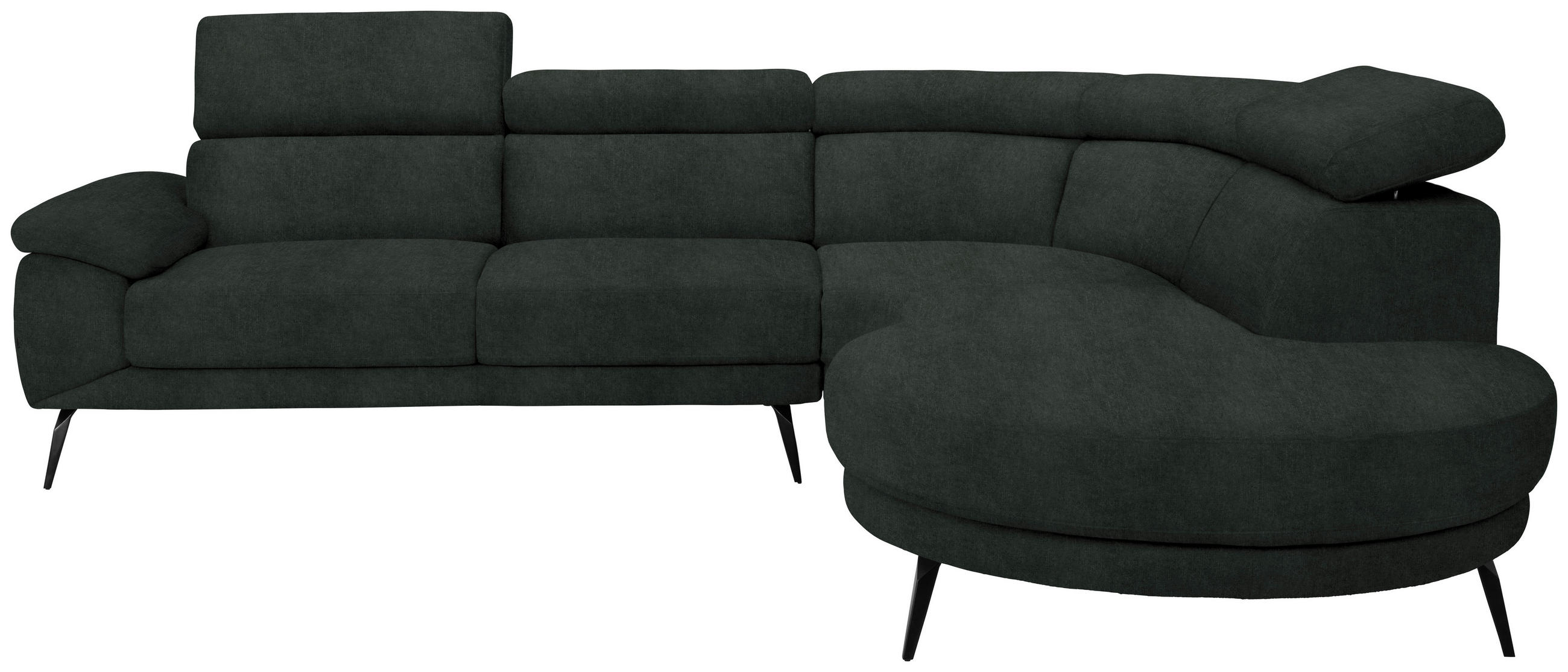 ECKSOFA in Velours Dunkelgrün  299/264 cm  - Dunkelgrün/Schwarz, Design, Textil/Metall (299/264cm) - Novel