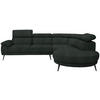ECKSOFA in Velours Dunkelgrün  299/264 cm  - Dunkelgrün/Schwarz, Design, Textil/Metall (299/264cm) - Novel