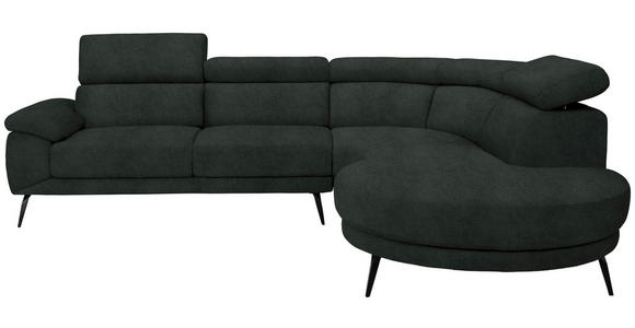 ECKSOFA in Velours Dunkelgrün 299/264 cm - Dunkelgrün/Schwarz, Design, Textil/Metall (299/264cm) - Novel