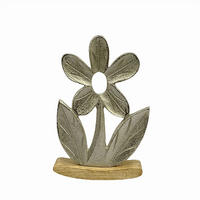 DEKOBLUME  - Silberfarben/Braun, KONVENTIONELL, Holz/Metall (16,5/24,5/3,5cm)