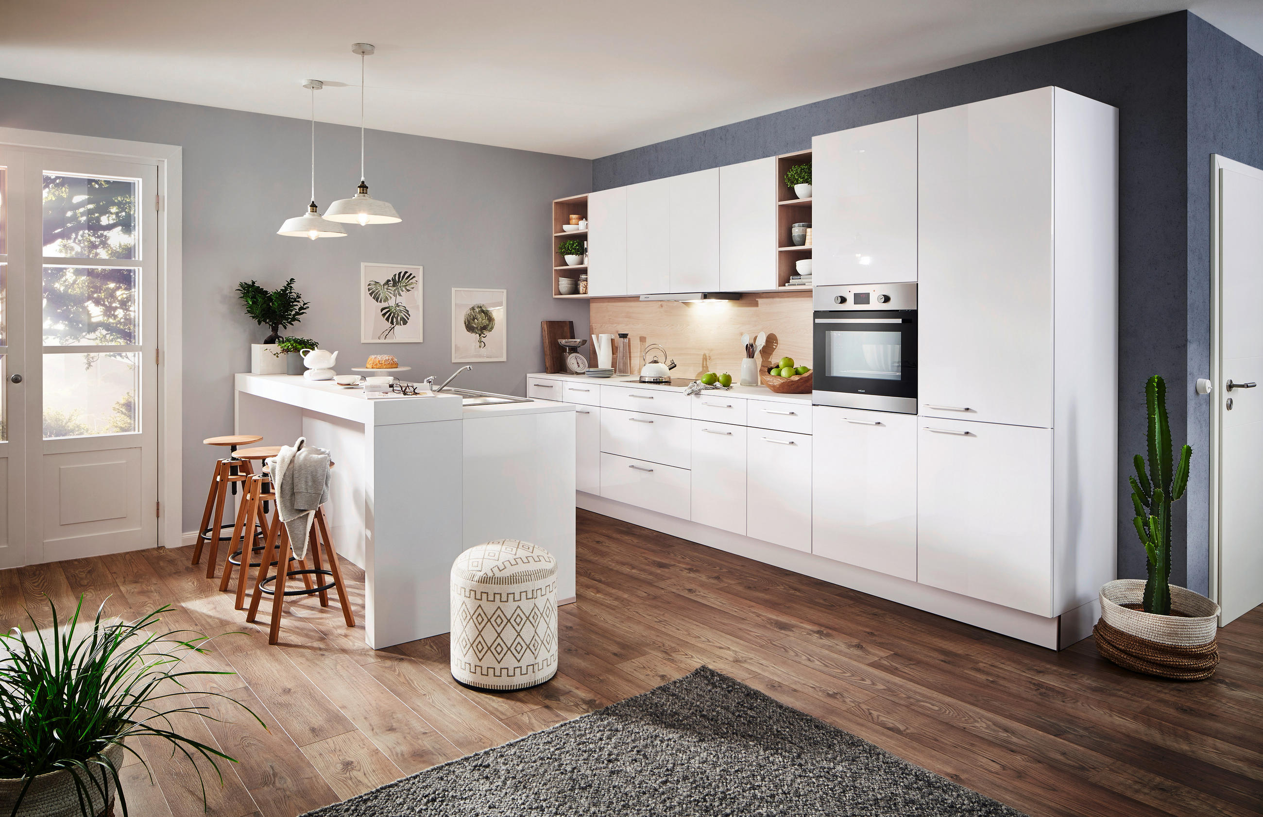 EINBAUKÜCHE LUX  - Braun/Weiß, Design, Holzwerkstoff - Nolte Küchen
