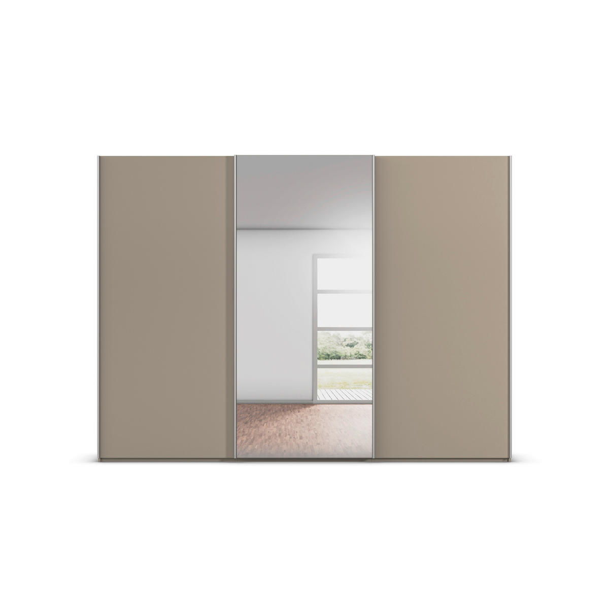 SCHWEBETÜRENSCHRANK 301/223/69 cm,  in Alufarben, Fango, 3 Tür(en)  - Fango/Alufarben, Basics, Glas/Holzwerkstoff (301/223/69cm) - Rauch Möbel