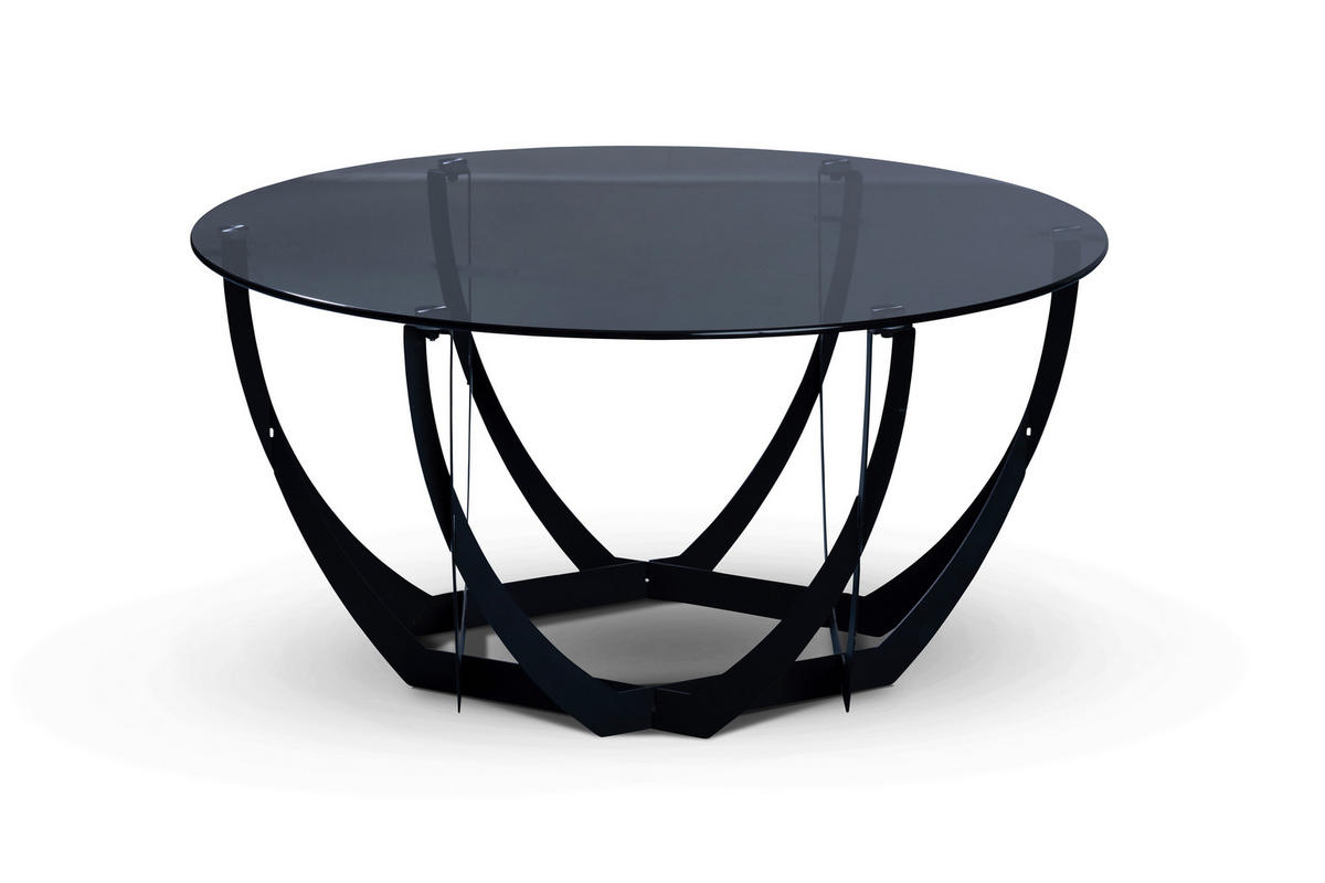 COUCHTISCH Sicherheitsglas 80/80/40 cm rund Grau, Schwarz  - Schwarz/Grau, Basics, Glas/Metall (80/80/40cm) - Xora