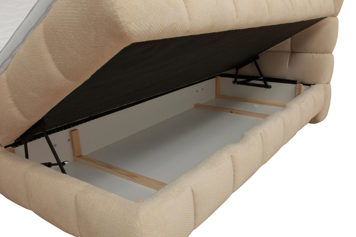 BOXBETT 180/200 cm  in Beige  - Beige/Schwarz, Trend, Textil/Metall (180/200cm) - Esposa