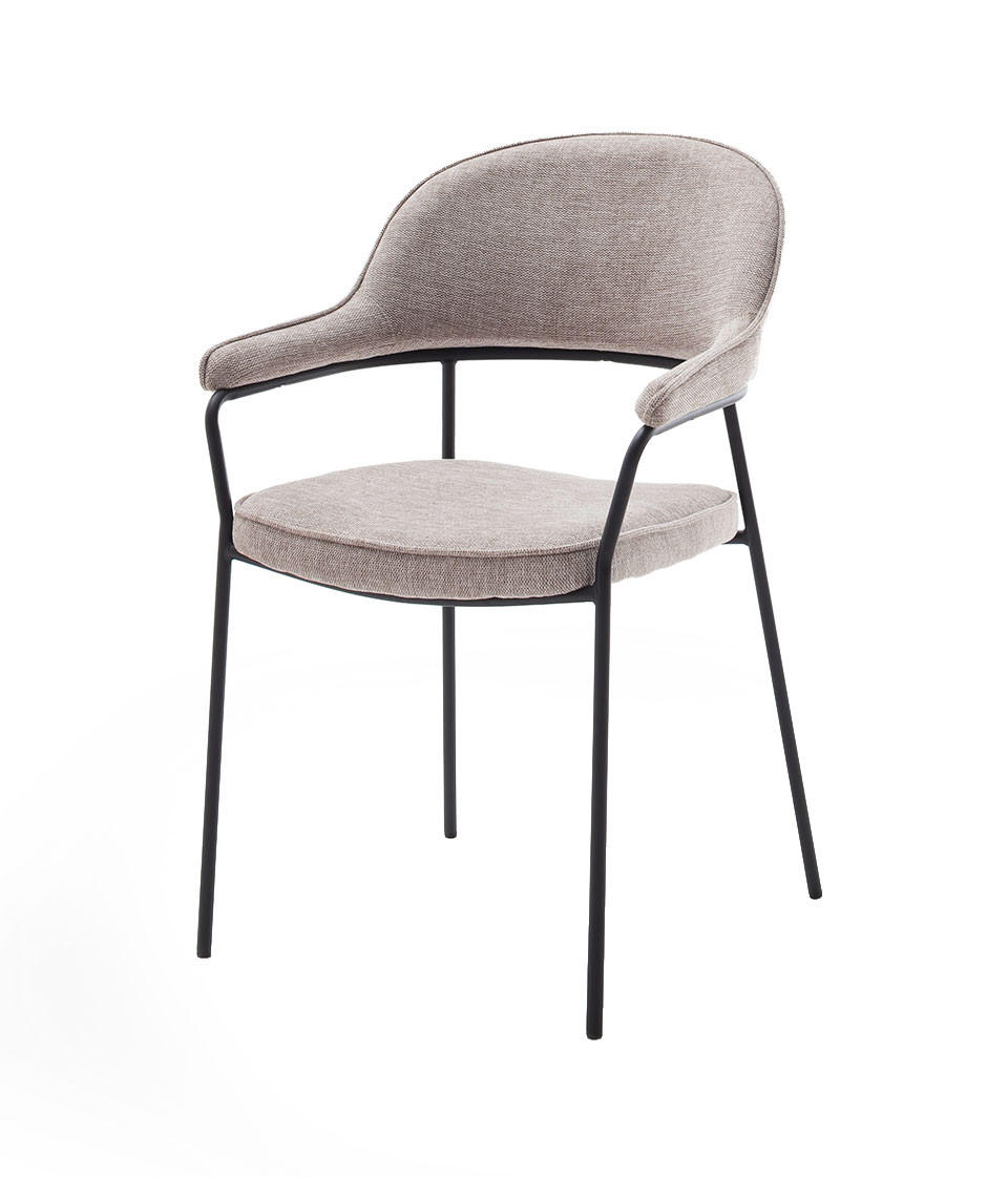 ARMLEHNSTUHL 2 Stück  in  - Sandfarben/Schwarz, MODERN, Textil/Metall (56,5/85/56,5cm)