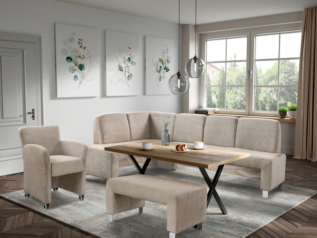KLUPA KUTNA  taupe  drvo, tekstil, drvni materijal      - srebrne boje/taupe, Moderno, drvni materijal/drvo (243/158cm) - Livetastic