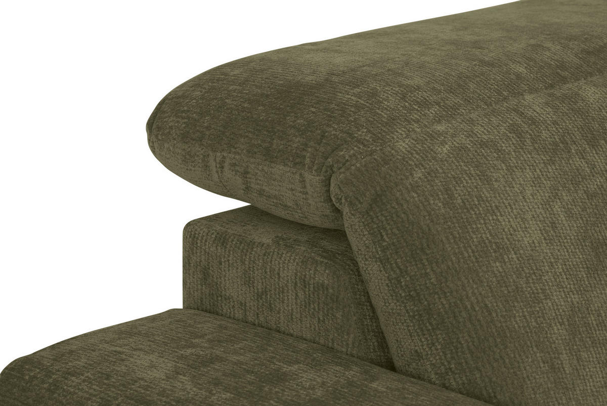ECKSOFA Grün Chenille Kopfteilverstellung, Sitztiefenverstellung  - Schwarz/Grün, Design, Textil/Metall (307/243cm) - Xora
