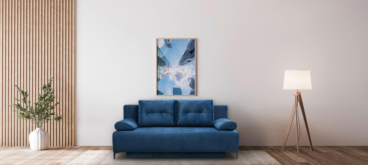 BOXSPRINGSOFA Samt Dunkelblau  - Schwarz/Dunkelblau, MODERN, Textil/Metall (201/100/105cm) - MID.YOU