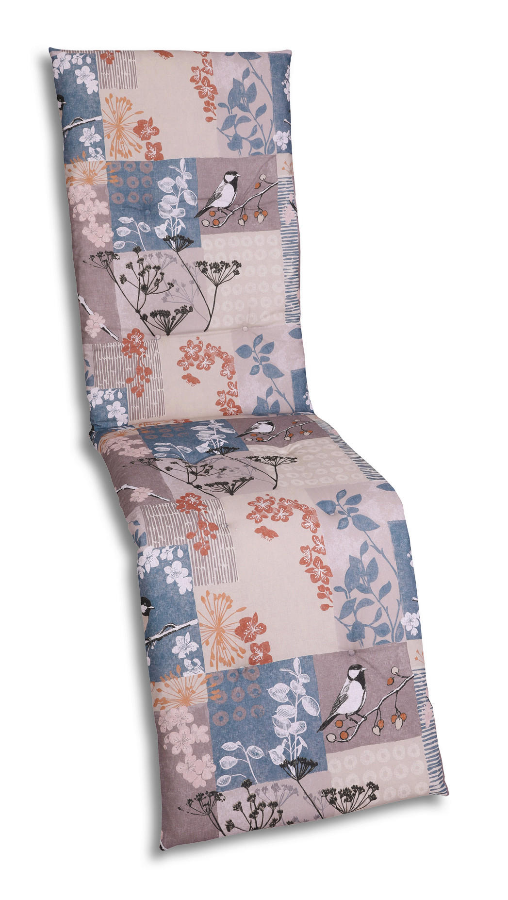 RELAXSESSELAUFLAGE Blätter  - Taupe/Blau, Basics, Textil (48/5/168cm)