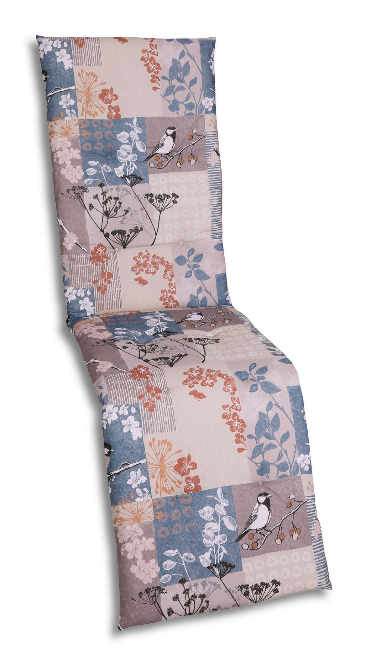 RELAXSESSELAUFLAGE Blätter  - Taupe/Blau, Basics, Textil (48/5/168cm)