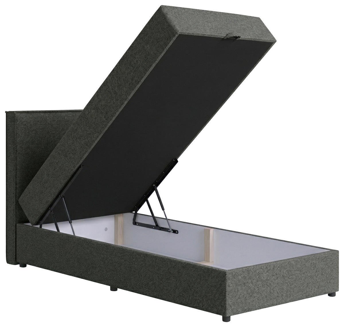 BOXBETT 100/200 cm,  in Anthrazit, H3 = fest  - Anthrazit/Schwarz, MODERN, Kunststoff/Textil (100/200cm) - MID.YOU