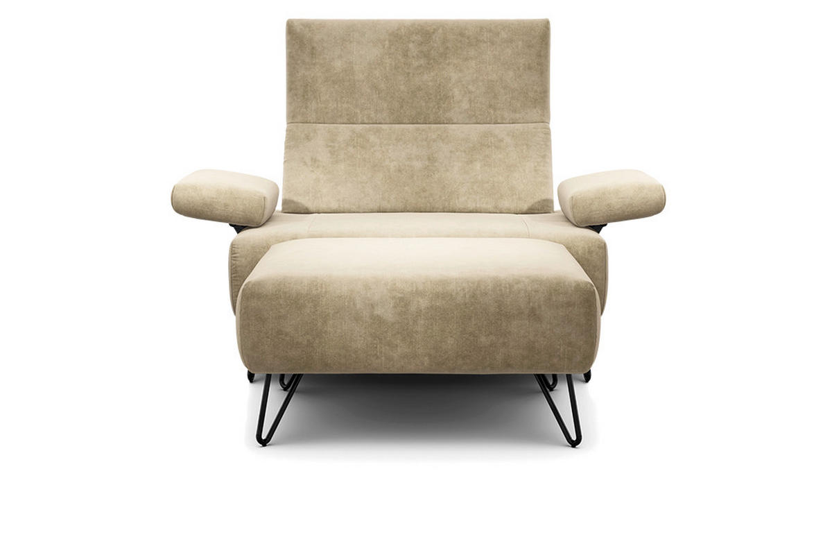 SESSELSET Samt Armteilverstellung    - Schwarz/Naturfarben, Design, Textil/Metall (114-142/85/86-94cm) - SENSOO
