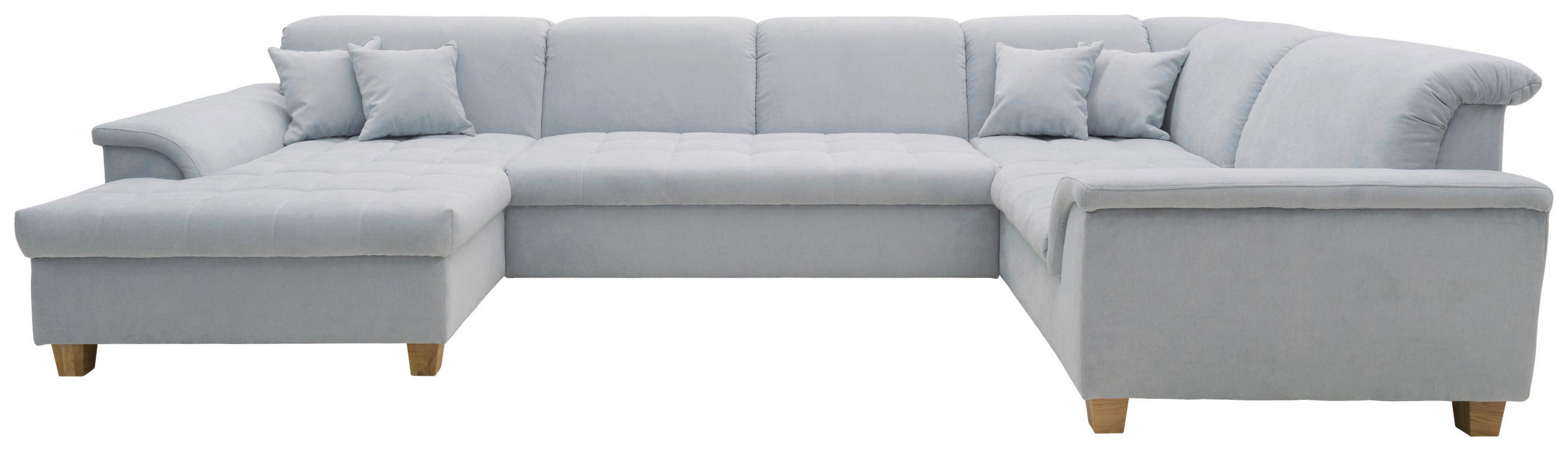 WOHNLANDSCHAFT Pastellblau Mikrofaser - Pastellblau/Eichefarben, KONVENTIONELL, Holz/Textil (162/344/206cm) - MID.YOU