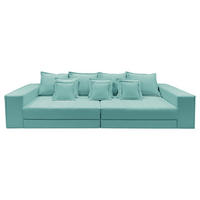 BIGSOFA Pescara in Textilgeflecht Hellblau  - Schwarz/Hellblau, Design, Kunststoff/Textil (289/85/110cm) - Livetastic