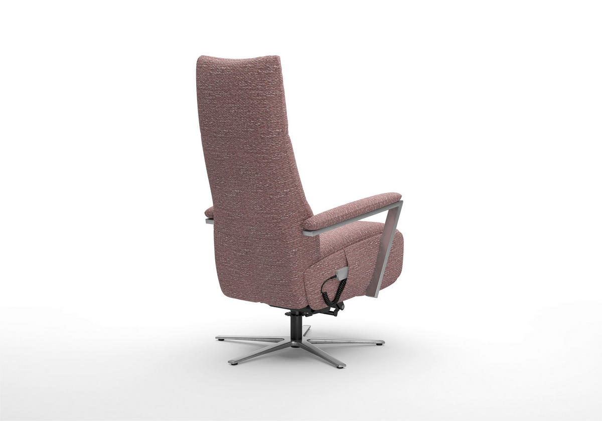 RELAXSESSEL TV VARIO COMFORT E L3 Chenille Kopfteilverstellung, Rücken echt    - Silberfarben/Aubergine, Basics, Textil/Metall (70/128/85cm) - Sit & More
