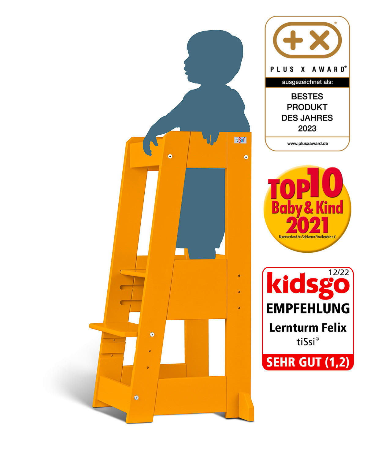 LERNTURM Felix  - Gelb, MODERN, Holz (40/91/45cm) - tiSsi