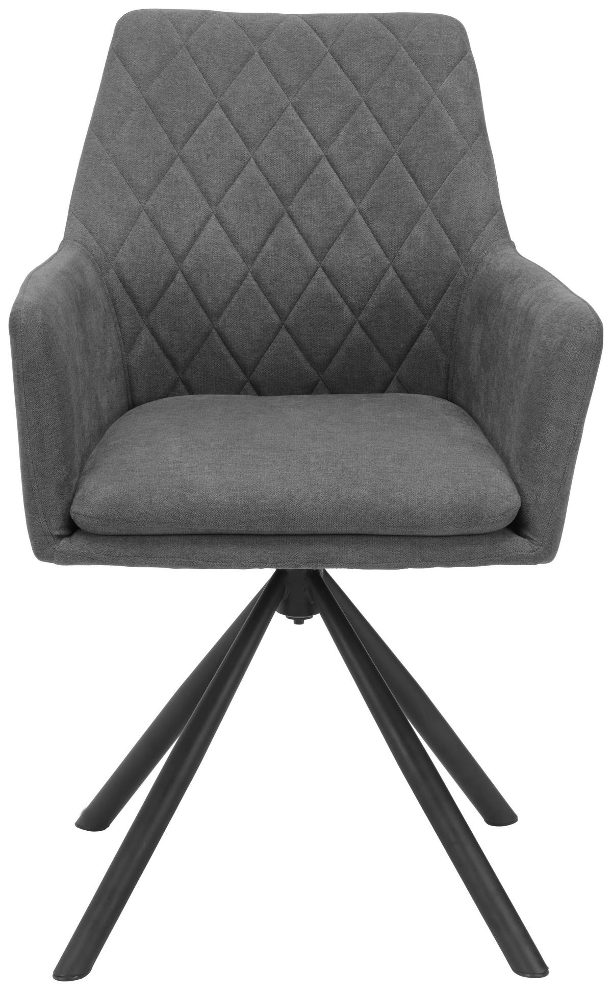 STOLIČKA S PODRÚČKAMI, železo, tkaná textília, sivá, čierna - čierna/sivá, Design, kov/textil (62/88/61cm) - Hom`in