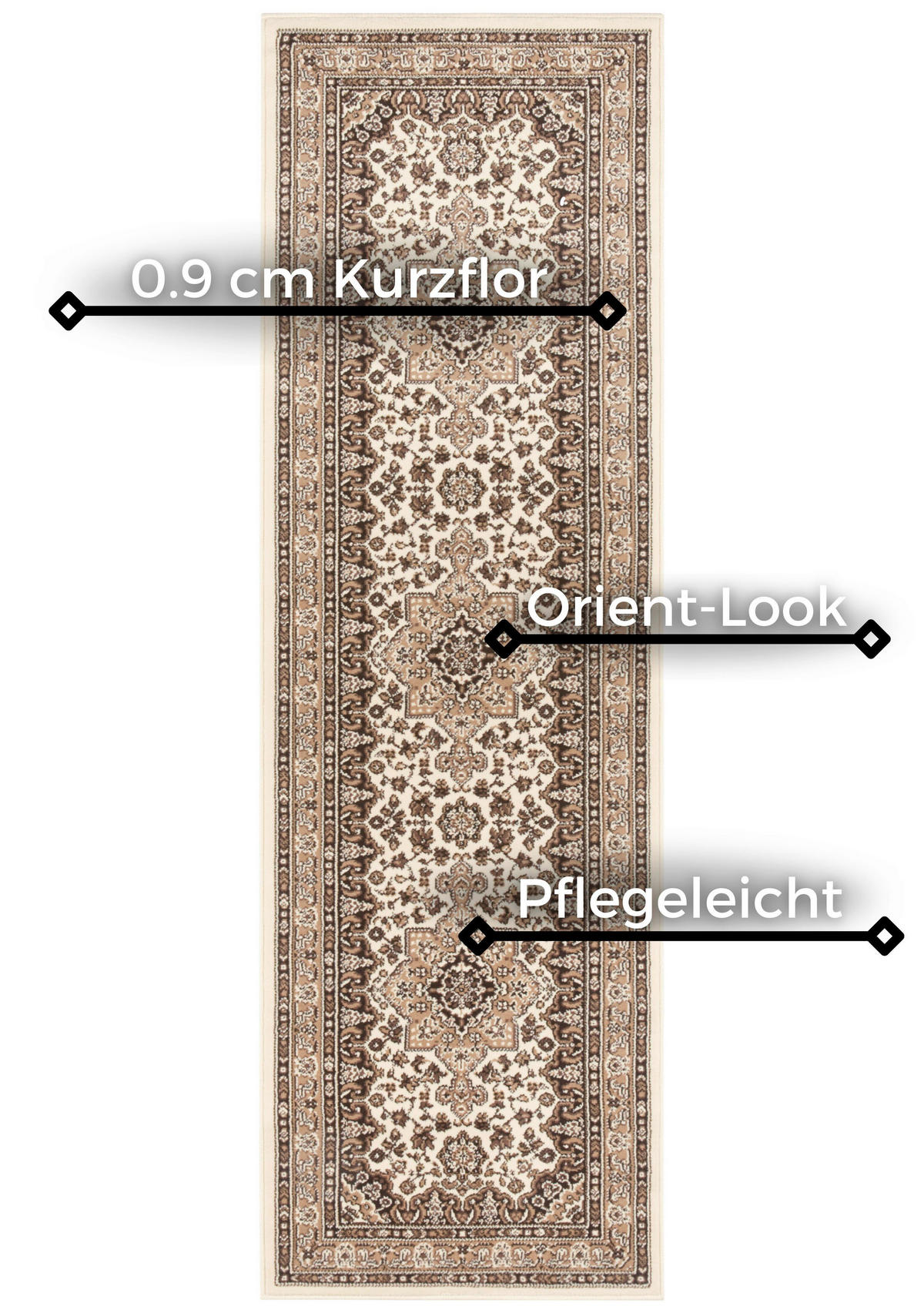 FLACHWEBETEPPICH 80/250 cm Mirkan Multicolor, Beige  - Beige/Multicolor, Basics, Kunststoff/Textil (80/250cm)