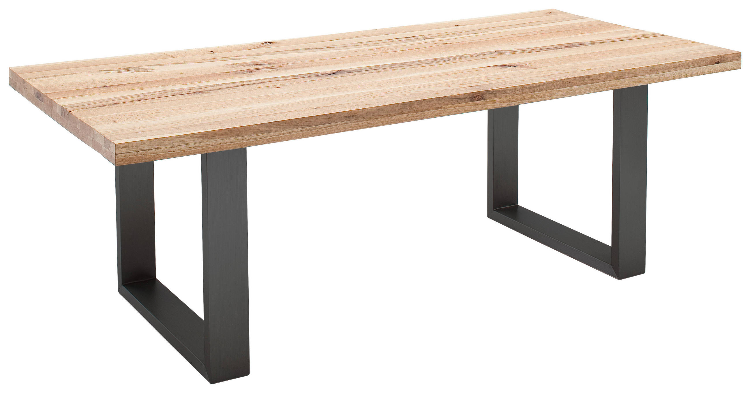 ESSTISCH 220/100/77 cm Wildeiche massiv Holz, Metall Anthrazit, Eichefarben rechteckig - Eichefarben/Anthrazit, Design, Holz/Metall (220/100/77cm) - Novel