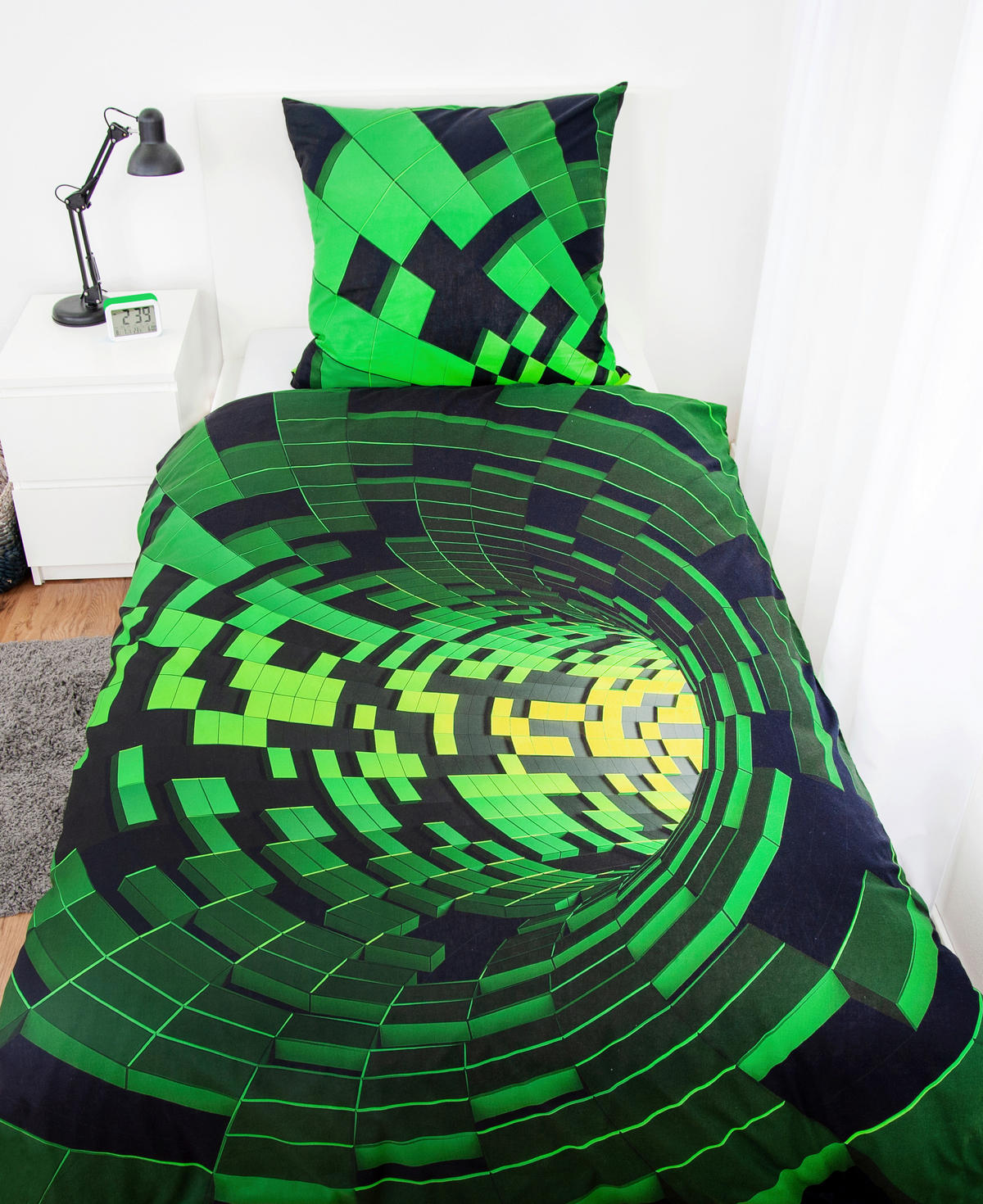 JUGENDBETTWÄSCHE Renforcé 135/200 cm  - Schwarz/Grün, Trend, Textil (135/200cm) - Herding