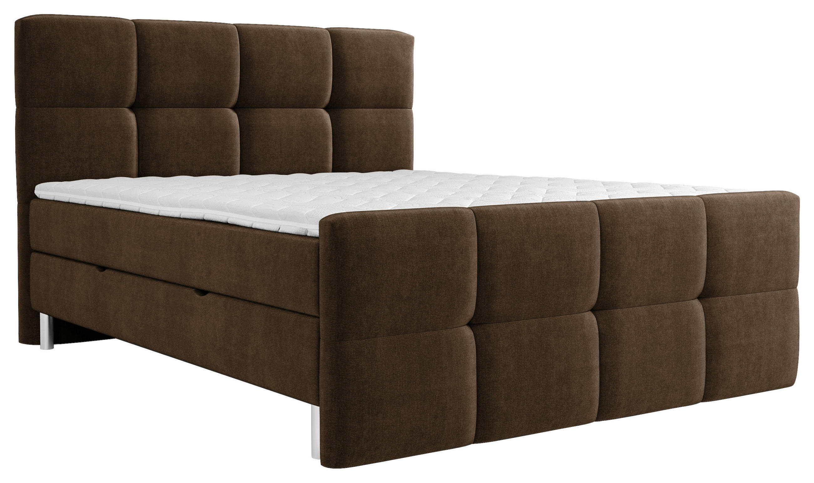 BOXBETT 180/200 cm  in Dunkelbraun  - Chromfarben/Dunkelbraun, Design, Holz/Holzwerkstoff (180/200cm) - Esposa