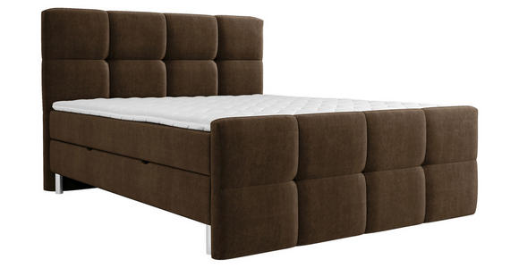 BOXBETT 180/200 cm in Dunkelbraun - Chromfarben/Dunkelbraun, Design, Holz/Holzwerkstoff (180/200cm) - Esposa