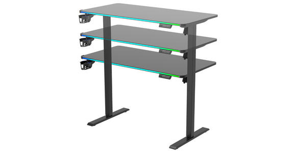 SCHREIBTISCH 120/60/70-115 cm Schwarz elektrisch höhenverstellbar  - Schwarz, Design, Holzwerkstoff/Kunststoff (120/60/70-115cm) - Novel