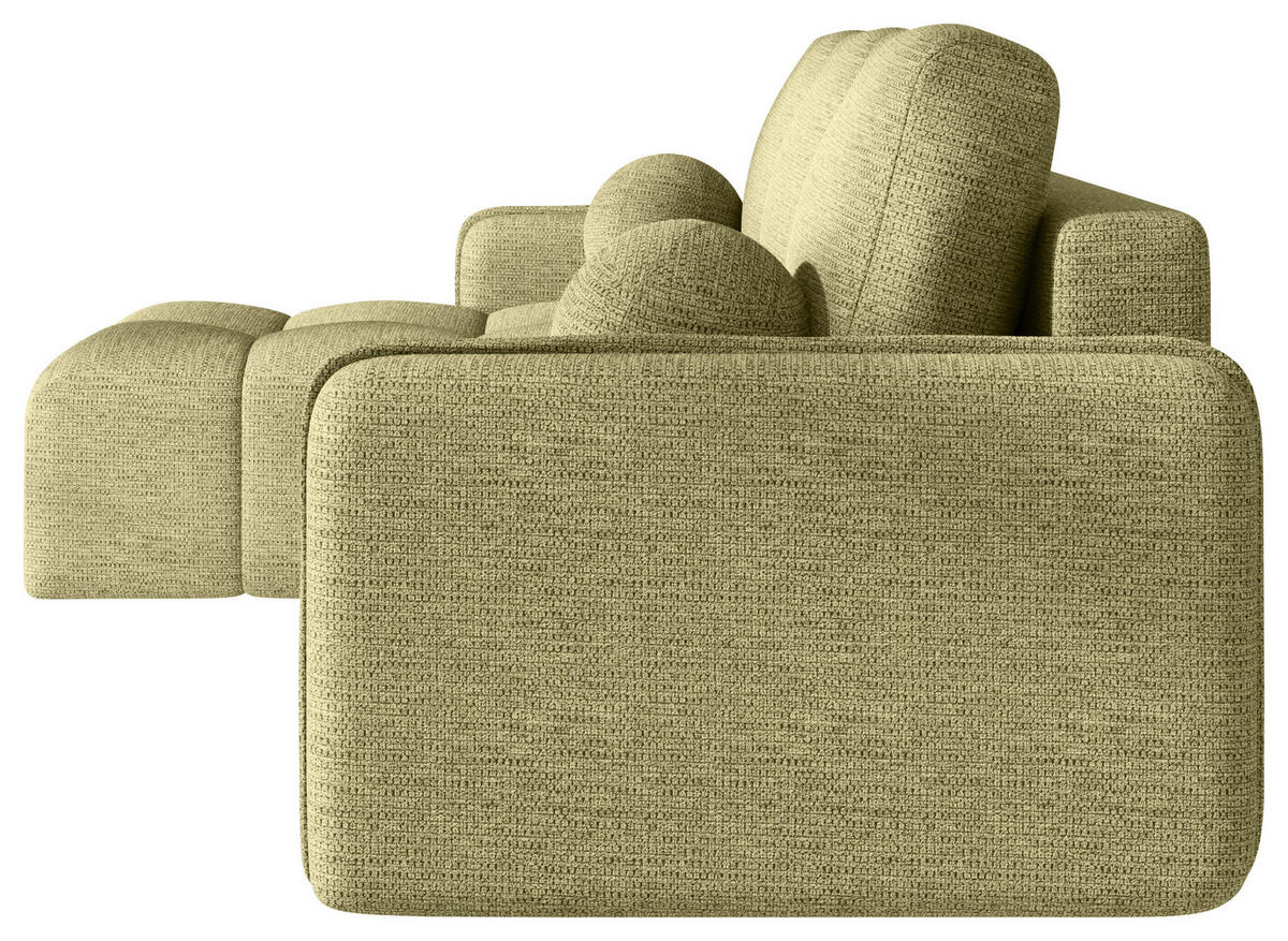 ECKSOFA  in Flachgewebe Hellgrün  - Schwarz/Hellgrün, MODERN, Kunststoff/Textil (142/240cm) - Carryhome