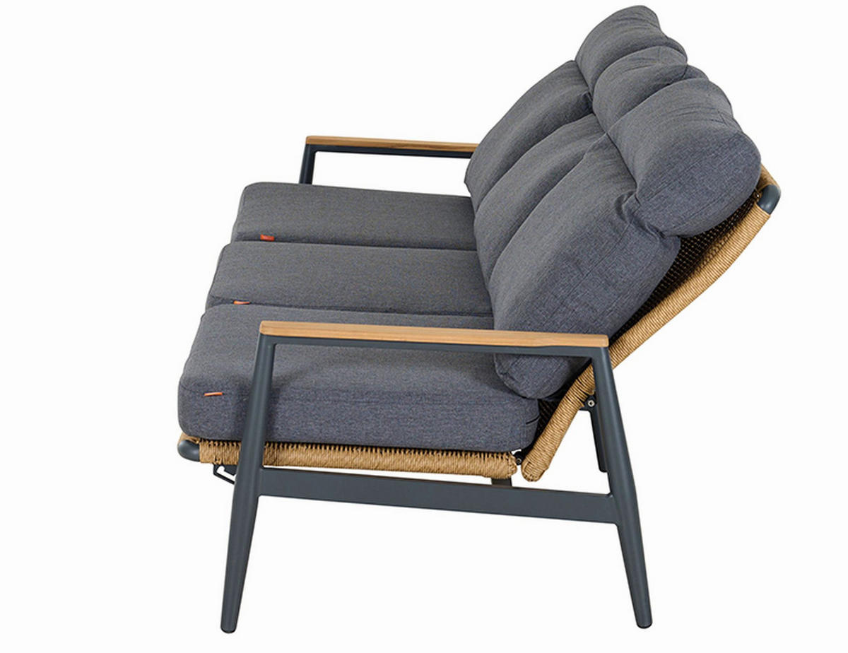 LOUNGEGARNITUR Teakholz Aluminium  - Anthrazit/Grau, Basics, Holz/Metall - Siena Garden