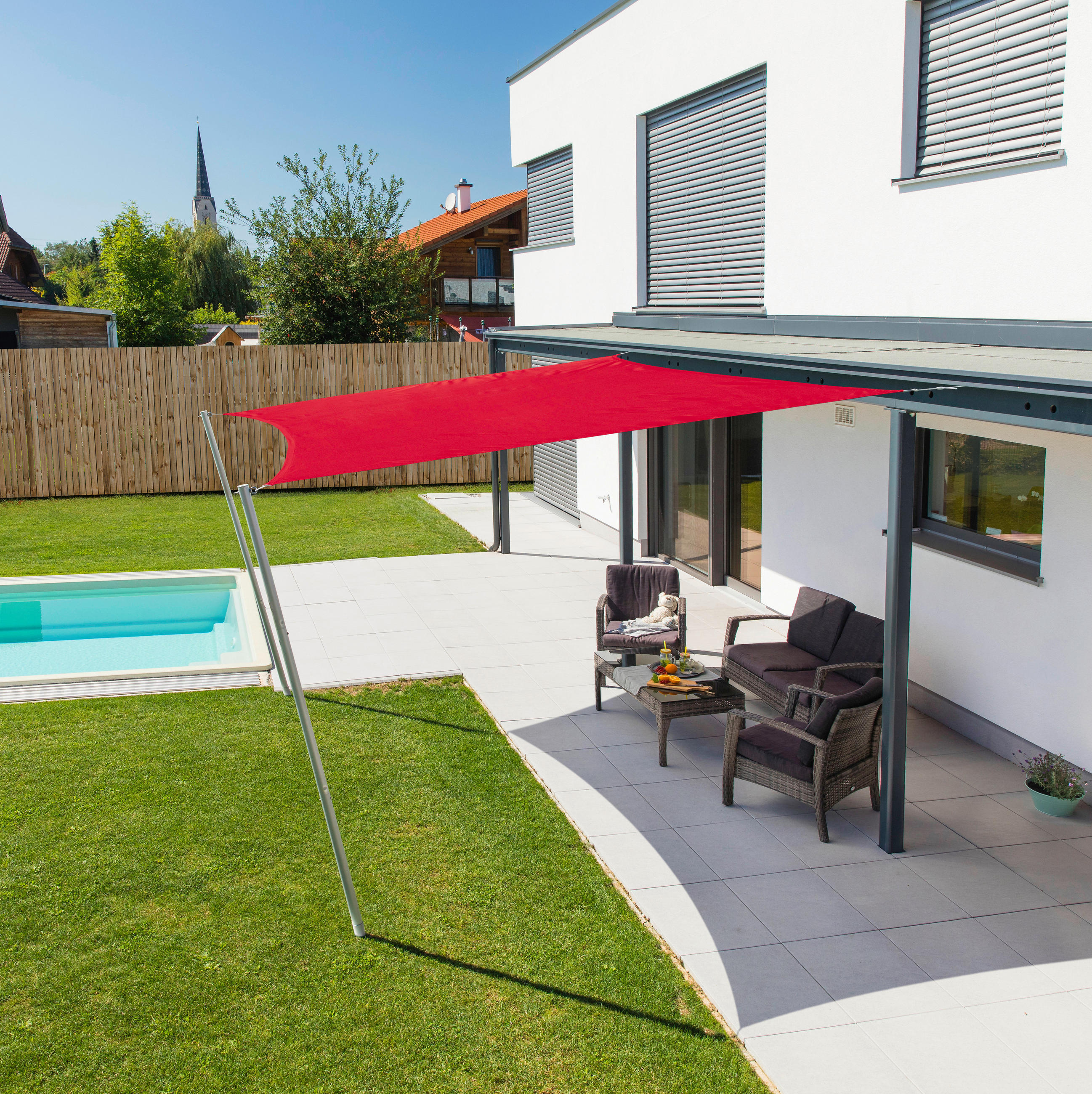 GARTENSONNENSEGEL  500/500 cm  - Dunkelrot, Basics (500/500cm)