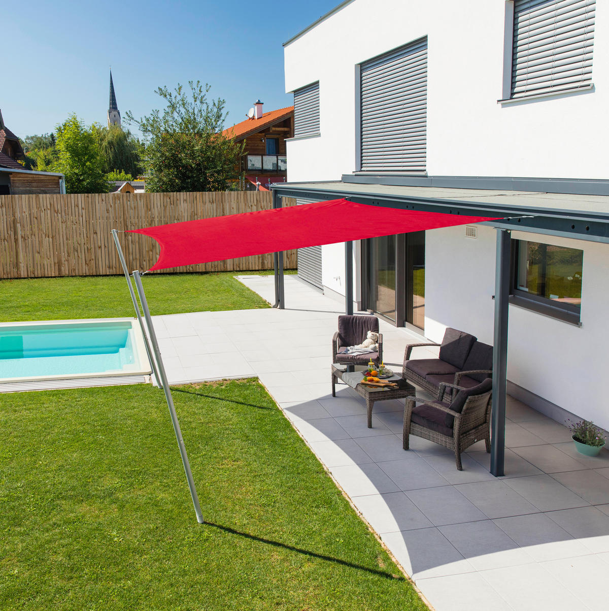 ZAHRADNÍ PLACHTA PROTI SLUNCI 500/500 cm - tmavě červená, Basics (500/500cm)