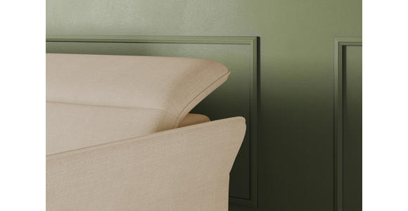 ECKSOFA Beige Flachgewebe Rücken echt, Kopfteilverstellung, Sitztiefenverstellung  - Beige/Schwarz, KONVENTIONELL, Textil/Metall (175/272cm) - Carryhome