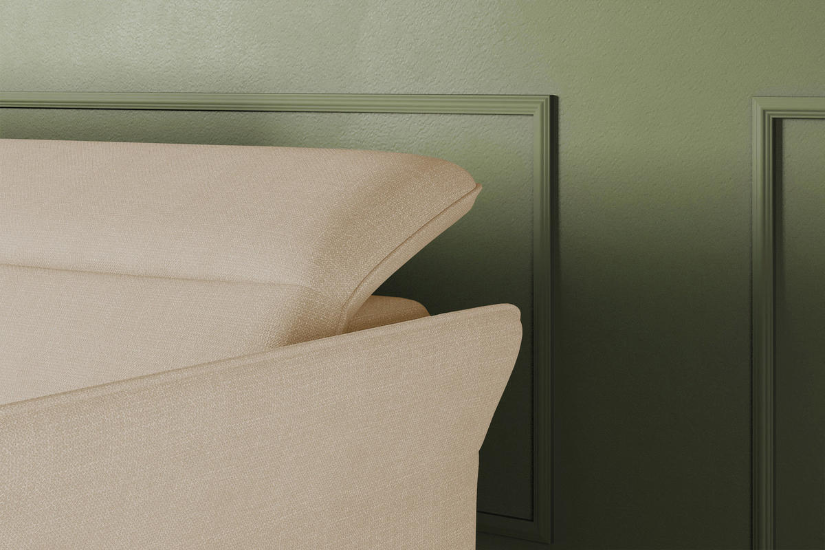 ECKSOFA Beige Flachgewebe Rücken echt, Kopfteilverstellung, Sitztiefenverstellung  - Beige/Schwarz, KONVENTIONELL, Textil/Metall (175/272cm) - Carryhome